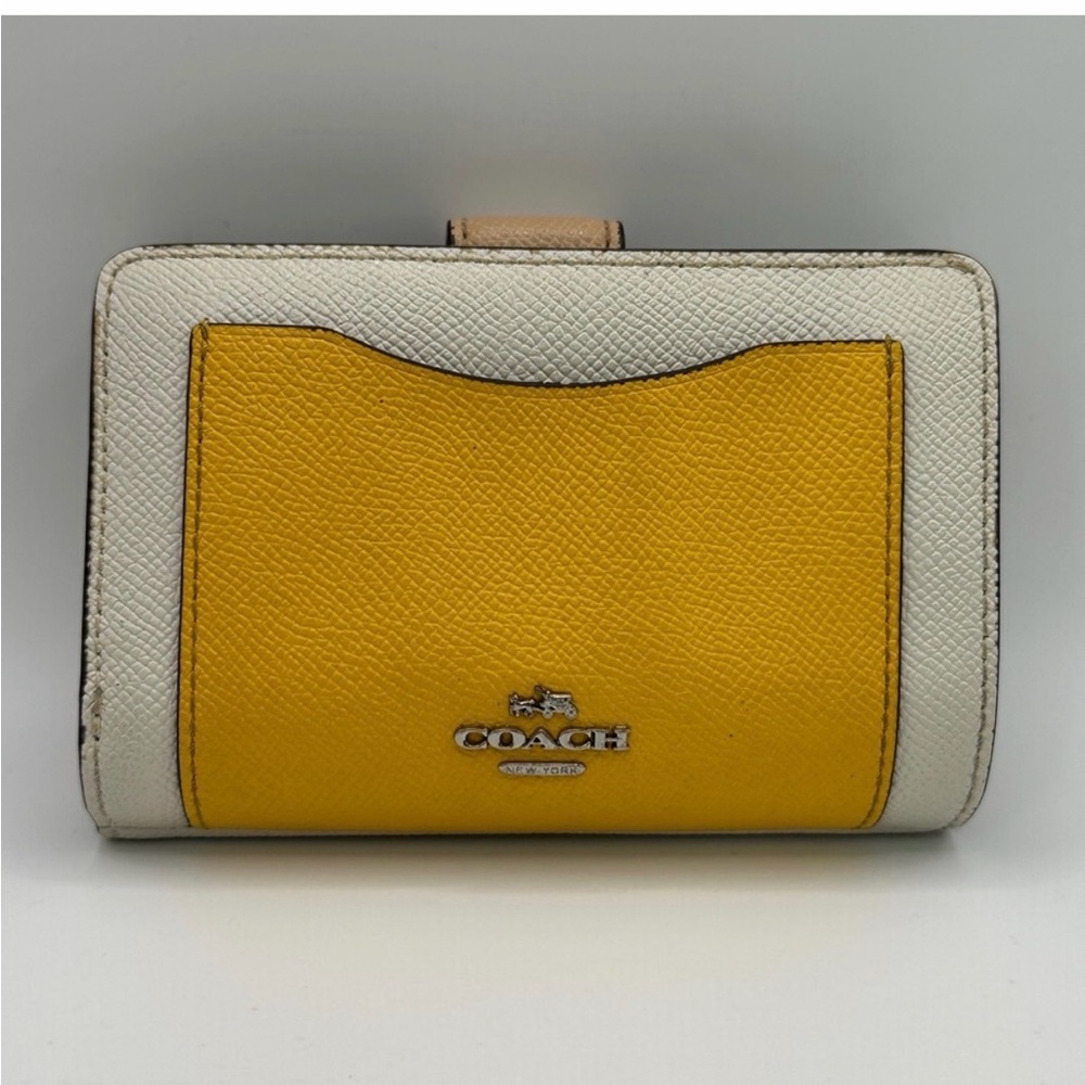 Coach Yellow and Cream Leather Bifold Wallet